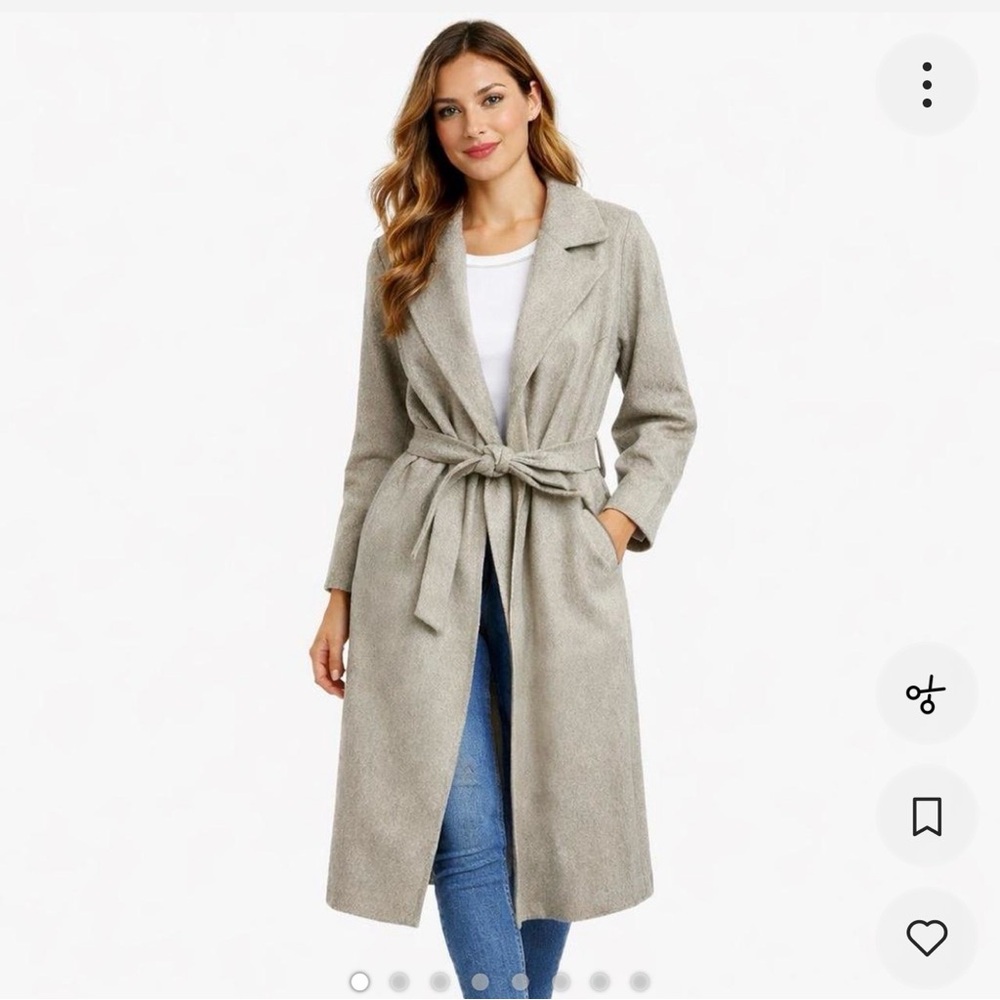 Elizabeth and James Light Gray Trench Coat